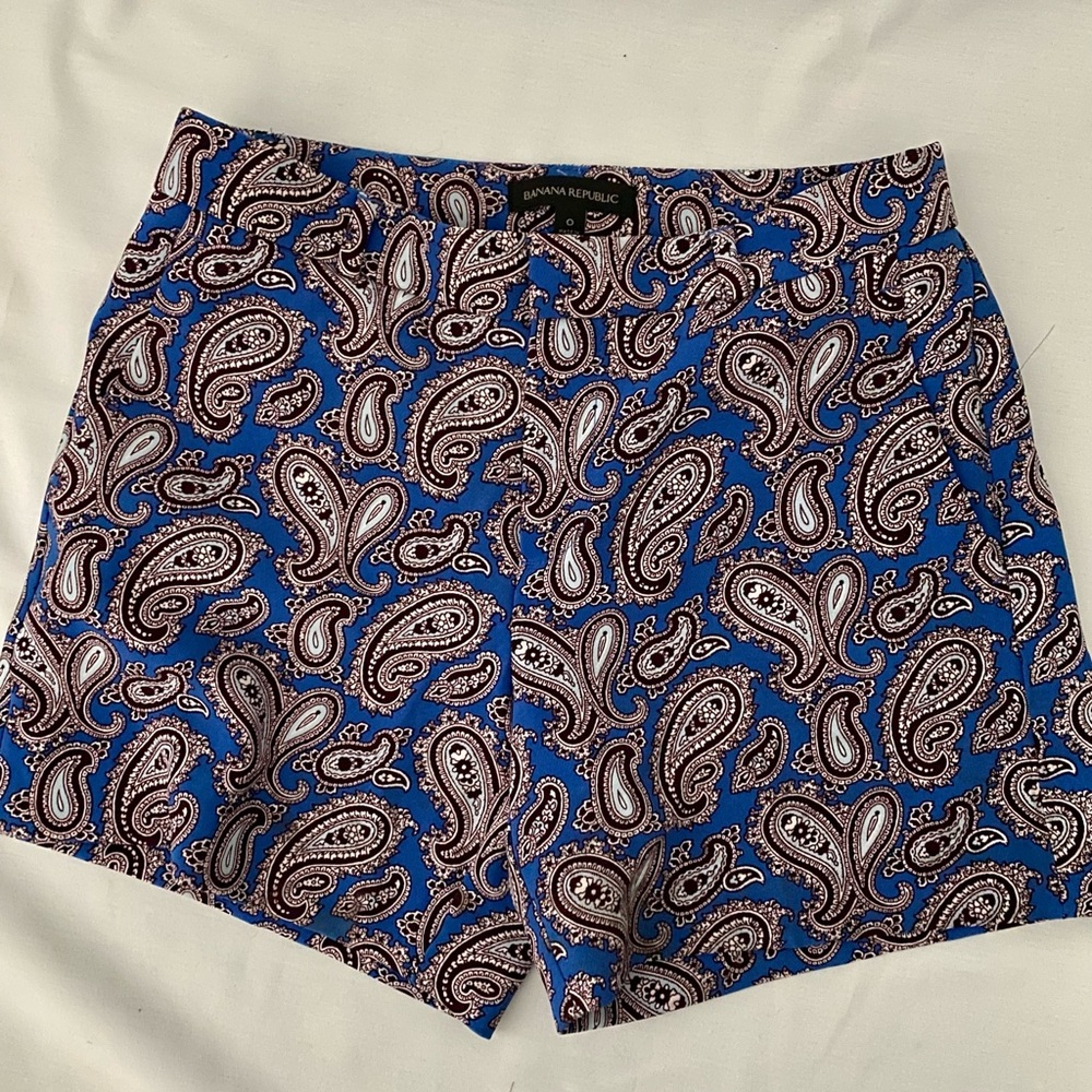 Blue Paisley Shorts Ryan? Fit Size 0 Banana Republic Classic Preppy office